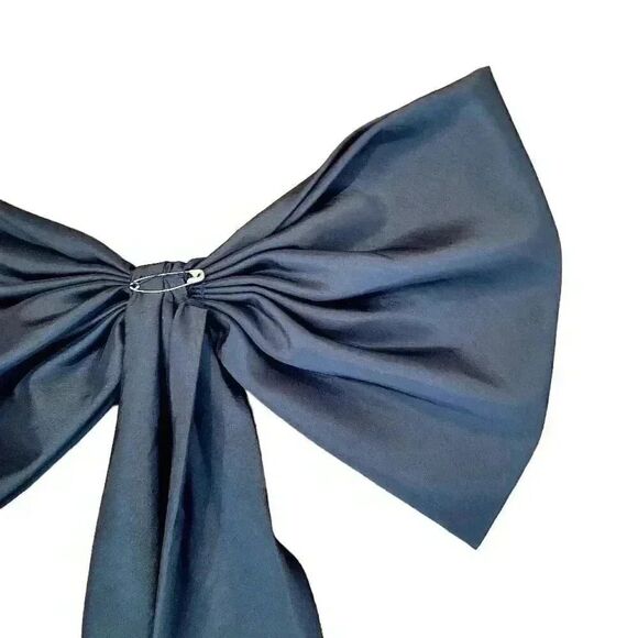 Navy Polyester Taffeta 18" Pin-On Bow - Picture 7 of 7